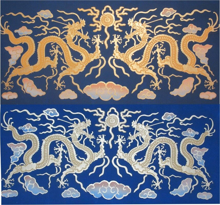Two gold Dragons (Two Layers) Oriental Stencil Designs from Stencil Kingdom